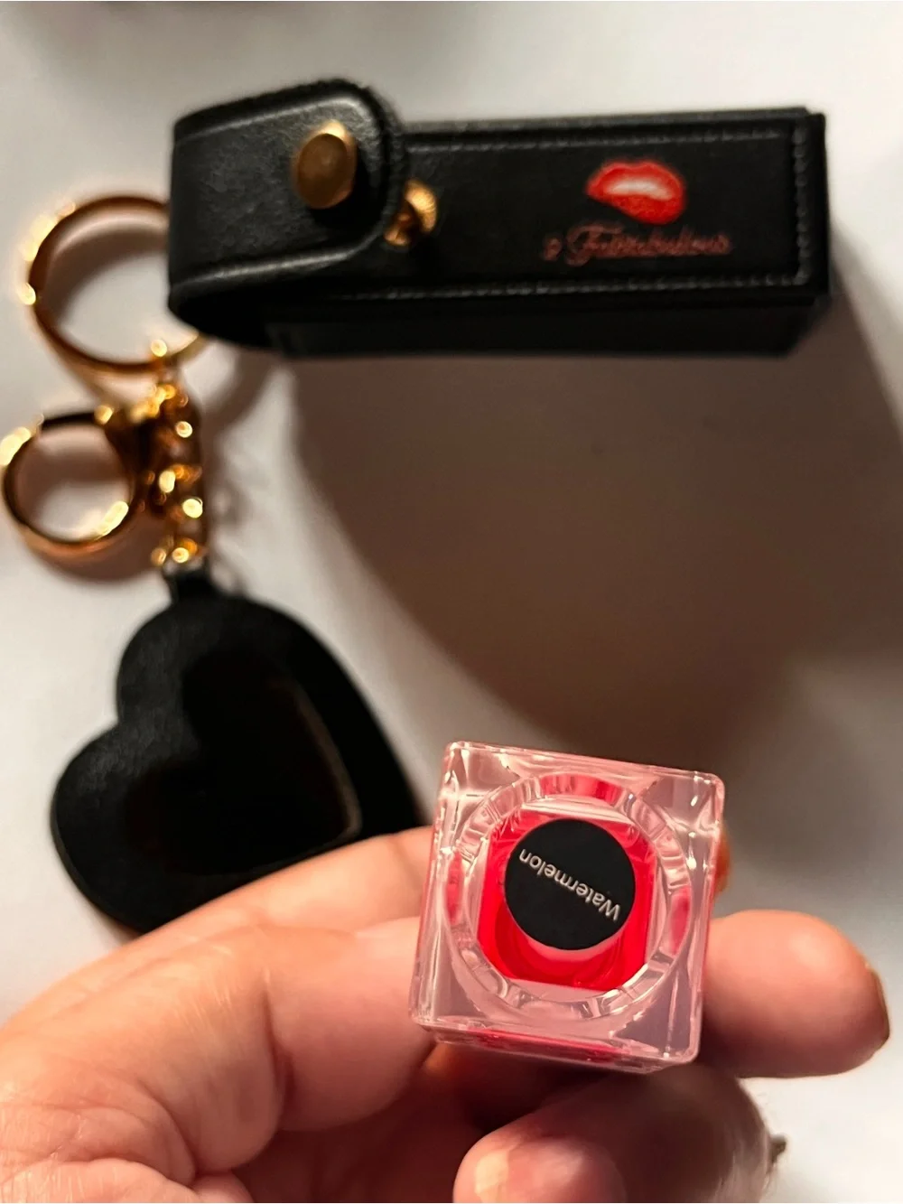 Key Chain Lip Gloss Watermelon Mirror Lipstick Holder Bag Charms 2 Fabulous